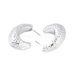 テクスチャー ムーン CCB プラスチック スタッド イヤリング 女性用  304ステンレスピン付き  プラチナ  35x14mm&nbsp;EJEW-Q382-06P