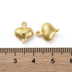 真鍮製チャーム  長持ちメッキ  ハート  ゴールドカラー  12.5x10x5mm  穴：1mm&nbsp;KK-C071-03G