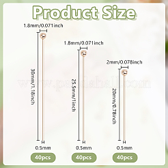 120 pièces 3 styles épingles à tête sphérique en laiton&nbsp;KK-GO0002-44A