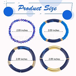 4 шт. 4 стильных акриловых массивных изогнутых браслета из эластичной трубки BJEW-SW00074-05