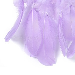 Тканая сетка/паутина ручной работы с украшением на стену из перьев HJEW-K035-04B