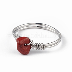 Кольцо на палец с кусочками натуральных смешанных драгоценных камней RJEW-L082-03P