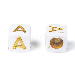メッキアクリルビーズ  ライン入り  水平穴  アルファベットスタイル  キューブ  a～zの文字  5.5~6x5.5~6x5.5~6mm  穴：3.5mm  26文字  15g /文字  約85pcs /文字  約2210個/セット&nbsp;SACR-JQ0001-05