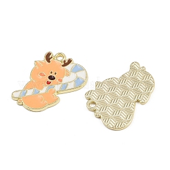 Подвески из сплава и эмали с изображением рождественских оленей&nbsp;LS-ENAM-D304-01C-G