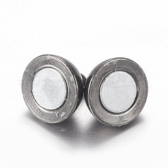 ループ付き真鍮製マグネットクラスプ  ラウンド  ガンメタ色  16x10mm  穴：1.5mm&nbsp;PALLOY-MC043-3B