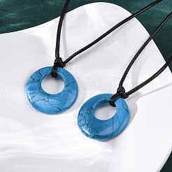 Кольцо натуральный и синтетический смешанный драгоценный камень подвеска черный вощеный шнур регулируемые ожерелья NJEW-G169-02