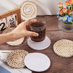 6 шт. 3 стиля подставки под горячее ручной работы с плетеными салфетками из кукурузной соломы&nbsp;AJEW-MB0001-04