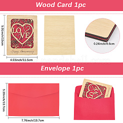 Biglietti d'auguri in legno per San Valentino&nbsp;DIY-CP0011-91B