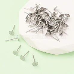 Устойчивая к потускнению хирургическая нержавеющая сталь 316 плоская круглая пустая закрепка для сережек-гвоздиков&nbsp;STAS-R073-05