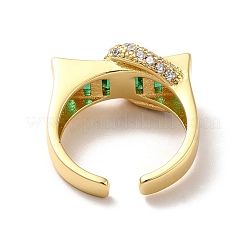 Прямоугольный кубический цирконий с открытым манжетным кольцом в виде луны&nbsp;RJEW-C041-06G-03