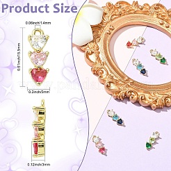 8 pendentif en laiton et zircone cubique de 4 couleurs&nbsp;KK-CJ0004-24