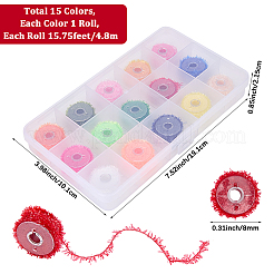 15 рулон 15-х цветного бархатного мишурного шенилла с кристаллами и блестками&nbsp;AJEW-SP0004-12