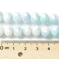 電気メッキガラスビーズセット  ロンデル  多面カット  ライトシアン  10x8mm  穴：1.4mm  15.75''（40センチメートル）&nbsp;LAMP-S068-11H