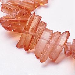 天然水晶ポイントビーズ連売り  染め  ナゲット  15~30x4~8x4~7mm  穴：1mm  8インチ&nbsp;G-K181-B07