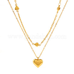 Двухслойные ожерелья из нержавеющей стали с подвеской в форме сердца для женщин FS-WG1E710-01