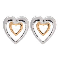 Двухцветные серьги-гвоздики в форме сердца из нержавеющей стали 304 EJEW-C142-14PG