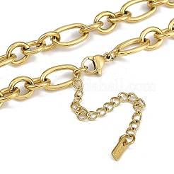 304ステンレススチールロックペンダントフィガロチェーンネックレス  ゴールドカラー  18.35インチ（46.6cm）&nbsp;NJEW-I129-02G