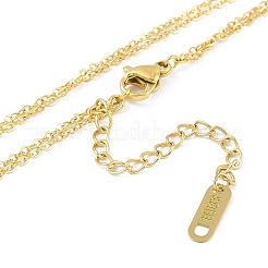 Ионное покрытие (ip) 304 нержавеющая сталь двухслойные ожерелья в форме сердца для женщин NJEW-K276-11G