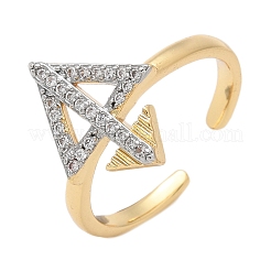 Кольца-манжеты для пальцев с микропаве из прозрачных кубических цирконий из латуни для женщин RJEW-U033-05GP