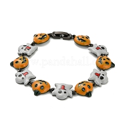 Браслеты из латуни и эмали для женщин на Хэллоуин BJEW-B149-01