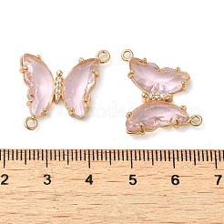 真鍮パヴェファセットガラスコネクタチャーム  ゴールデントーンの蝶のリンク  ラベンダー  20x22x5mm  穴：1.2mm&nbsp;X-FIND-Z020-04I