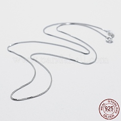 Collane a catena a maglie quadrate in argento sterling rodiato anti-ossidazione 925&nbsp;STER-F039-40cm-04P