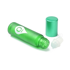 ガラス色のエッセンシャルオイルの空の香水瓶  ppプラスチックキャップとローラーボール付き  コラム  艶消し  グリーン  2x8.5cm  容量：10ml（0.34fl.oz）&nbsp;MRMJ-K013-03D