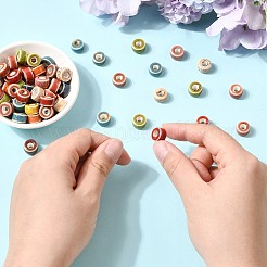 手作り陶器ヨーロピアンビーズ  フラットラウンド  大穴ビーズ  ミックスカラー  11x7mm  穴：4mm&nbsp;FIND-CJZ0001-004