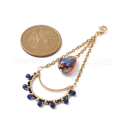 Подвесные украшения из стеклянных семян и синтетических шпинельных бусин&nbsp;HJEW-MZ00024-03