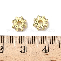 Плоские круглые латунные микропаве прозрачные кубические циркониевые бусины&nbsp;KK-K293-72G