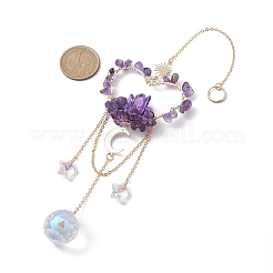 Бусины из натурального аметиста с латунными подвесками и украшениями HJEW-JM01815-03