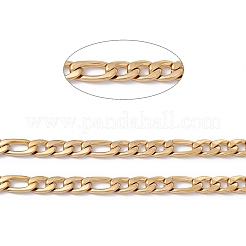 304ステンレススチールフィガロチェーン  溶接されていない  スプールで  ゴールドカラー  22.5x14.5x4mm  30.5x14.5x4mm  約16.40フィート（5m）/ロール&nbsp;CHS-G022-01G