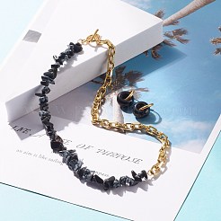 Набор украшений из бисера из натуральной снежинки из обсидиана SJEW-JS01223-05