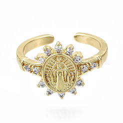 Латунные кольца из манжеты с прозрачным цирконием&nbsp;LS-RJEW-S044-127-NF