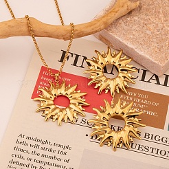 Винтажные серьги-гвоздики и ожерелья с подвесками в виде подсолнухов из нержавеющей стали 304 для женщин KZ0138-1