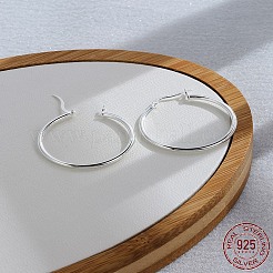 925スターリングシルバーフープピアス  リング  銀  25x2mm&nbsp;EJEW-BB43797-25MM