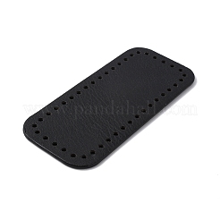 PUレザーかぎ針編みバッグボトムス  長方形  ブラック  18.2x8.1x0.3cm  穴：5mm&nbsp;PURS-WH0005-67B