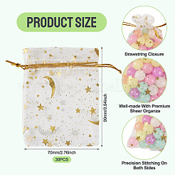 30 bolsa de regalo con cordón de organza con estampado dorado de luna y estrella&nbsp;ABAG-TA0002-21A