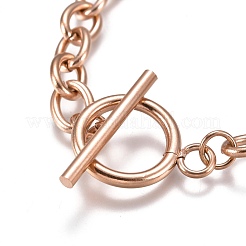 Bracelets unisexes en acier inoxydable 304 avec chaîne en câble&nbsp;BJEW-P245-39RG