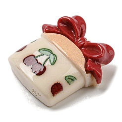 クリスマス 不透明樹脂 デコデン カボション  ファイヤーブリック  ボックス  25x25x10mm&nbsp;RESI-B022-01D