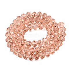 ガラスビーズ連売り  多面カット  ロンデル  ダークサーモン  8x6mm  穴：1mm  約60~62個/連  39~40cm&nbsp;EGLA-A044-T8mm-D21