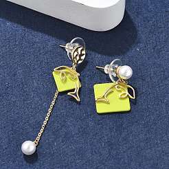 Серьги-гвоздики из латуни с имитацией жемчуга EJEW-D301-04G