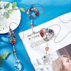 Thème chakra mélange de pierres précieuses gros pendentifs&nbsp;G-WH0016-15