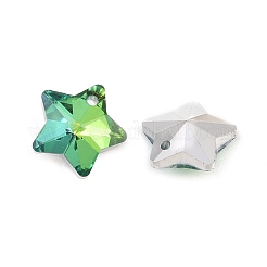 電気メッキガラスチャーム  多面カット  スター  ミディアムアクアマリン  13x13.5x7mm  穴：1.2mm&nbsp;GLAA-H104-A05