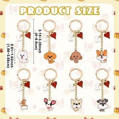 8 portachiavi con ciondolo a forma di cuore di cane in lega smaltata in 8 stili&nbsp;KEYC-YW00283