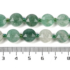 天然の緑のイチゴクォーツビーズ連売り  ファセット五角形カット  フラットラウンド  シードビーズで  10~10.5x5~6mm  穴：1mm  約32~33個/連  15.75''（40センチメートル）&nbsp;G-C116-A34-01