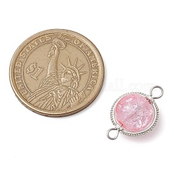 パチパチガラスコネクタチャーム  フラットラウンドリンクを合金  プラチナ  ミックスカラー  13x20x10mm  穴：2.5mm&nbsp;PALLOY-JF03256