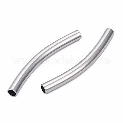 変色しない201ステンレススチールビーズ  カーブチューブ  ステンレス鋼色  40x7.5x4mm  穴：3mm&nbsp;STAS-N092-130E-01