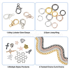 Наборы для изготовления подвесок из сплава и железных цепей&nbsp;DIY-TA0013-17