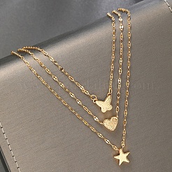 3 pz 3 stili lega stella/cuore/farfalla ciondolo catena dapped collane set per le donne&nbsp;PW-WGED6D9-01